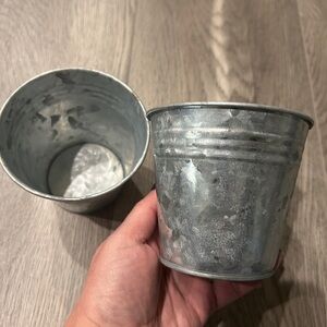 Set of 2 Mini Metal Pails